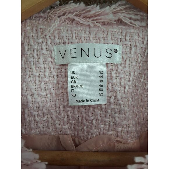 Venus Tweed Fringe Jacket Size 12 Pink Cardigan NWOT - Picture 2 of 13